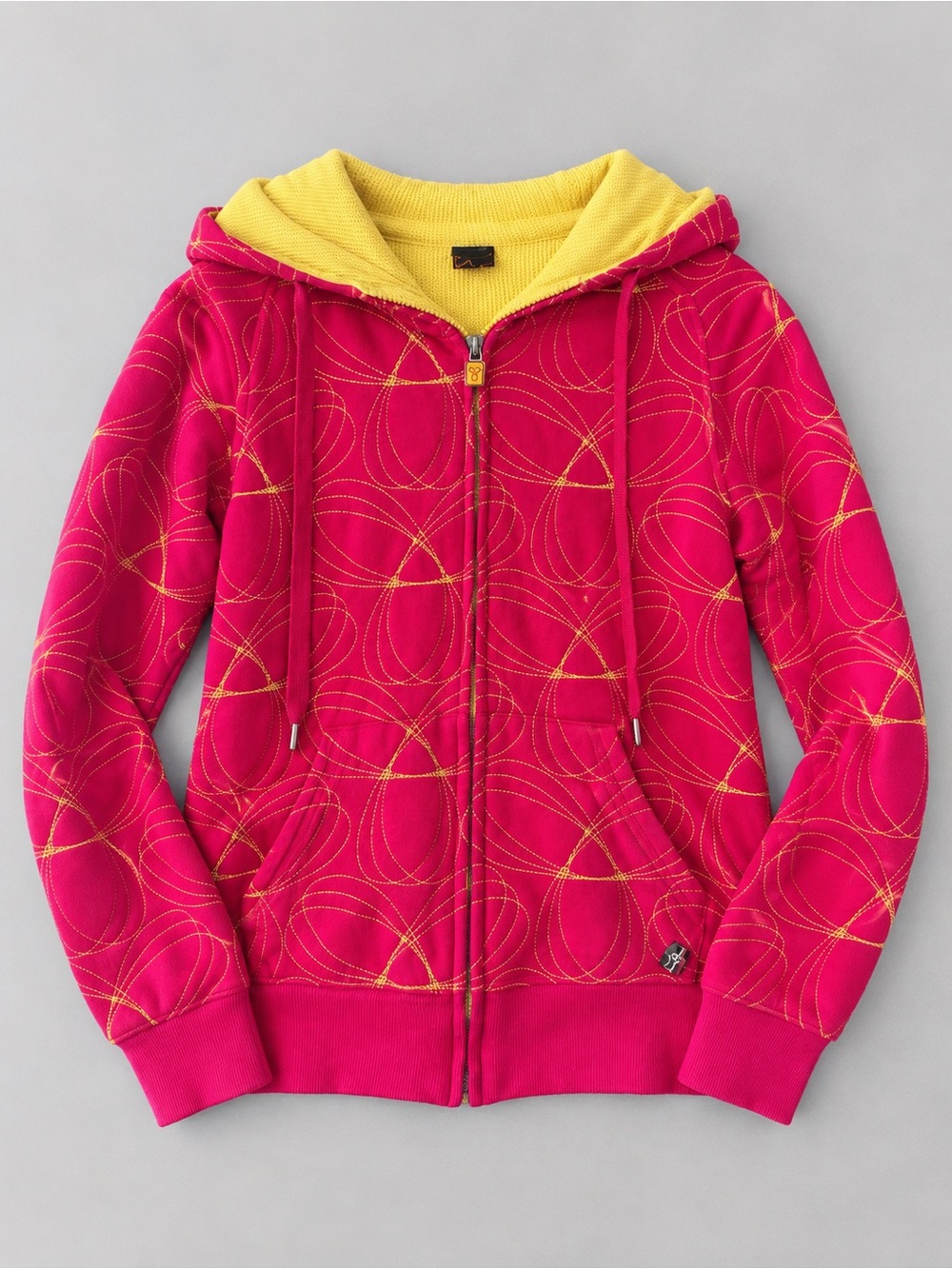 Vintage TNA Aritzia Y2K Pink Yellow Bow Print Full Zip Hoodie XS